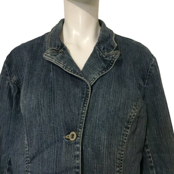 Contrast Jeans Size XL Blue Jacket - Picture 12 of 14